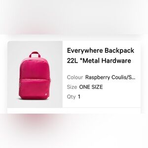 Lululemon Pink Everywhere Backpack 22L